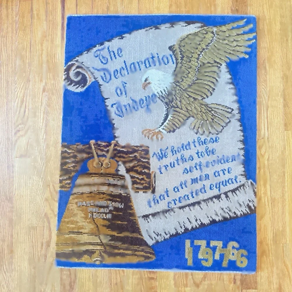 MONSANTO VINTAGE PATRIOTIC BICENTENNIAL EAGLE RUG CARPET 1976 36x27